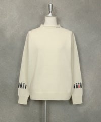 カシミヤ100%袖ピコニット(ホワイト)前