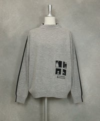 ウール混前後バイカラーニット（グレー）前