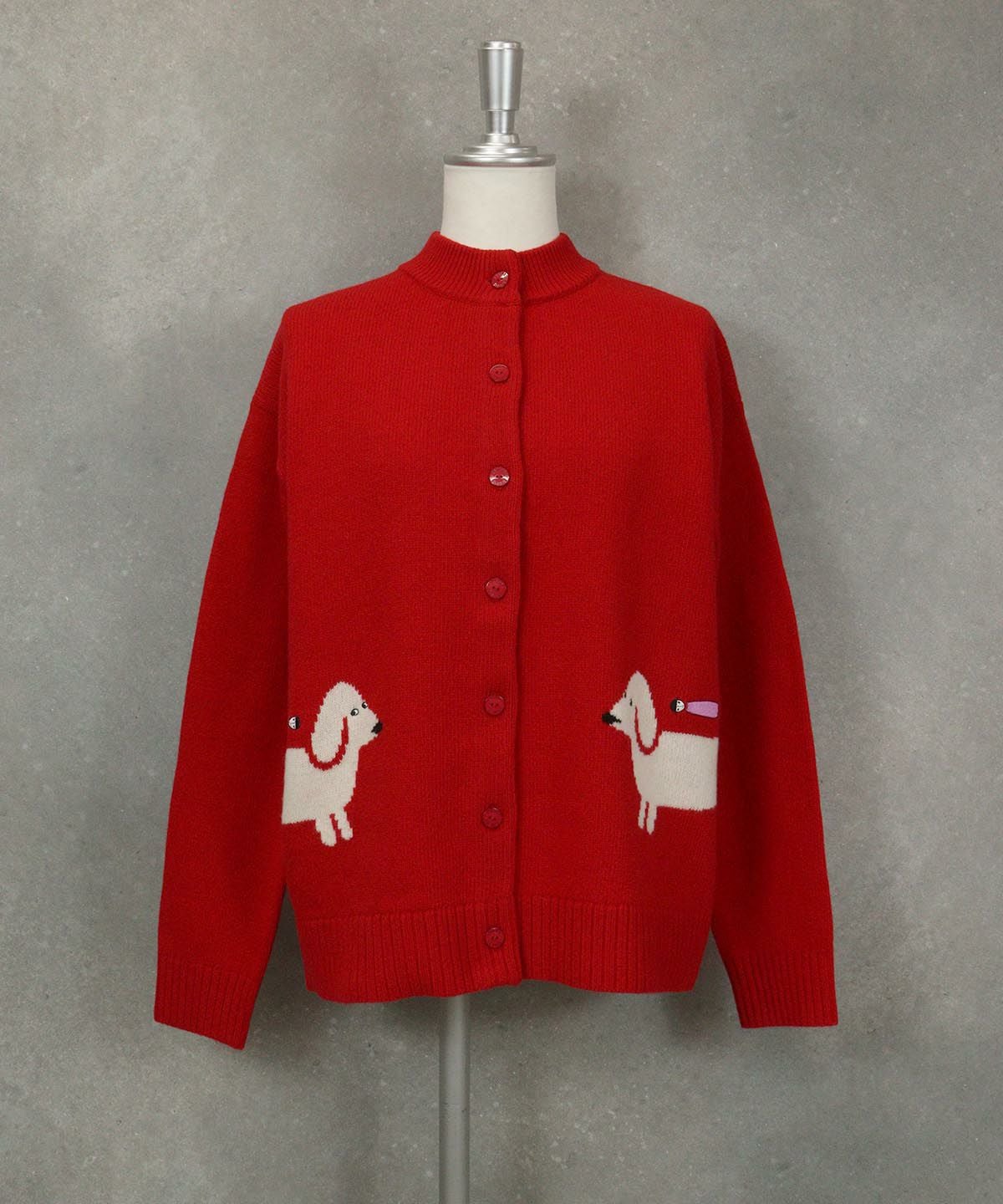 ダックスフンド柄ニットカーディガン|スタジオピッコーネ - ゴルフ