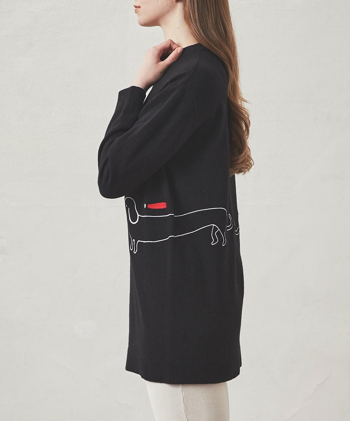 ダックスフンド柄ニットチュニック|スタジオピッコーネ - ゴルフウェア