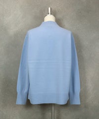 ウール100％センターピコニット後ろ（ブルー）