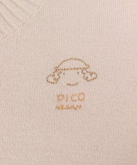ウール100％ポイント刺繍ニット（ベージュ）デザインアップ