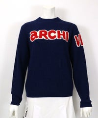 ウール混ロゴ片畦ニット（ネイビー）