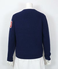 ウール混ロゴ片畦ニット後ろ（ネイビー）