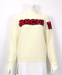 ウール混ロゴ片畦ニット（ホワイト）