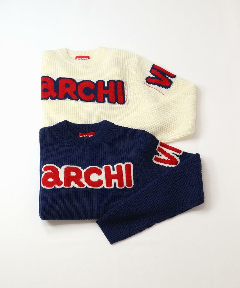 ウール混ロゴ片畦ニットカラーバリエーション