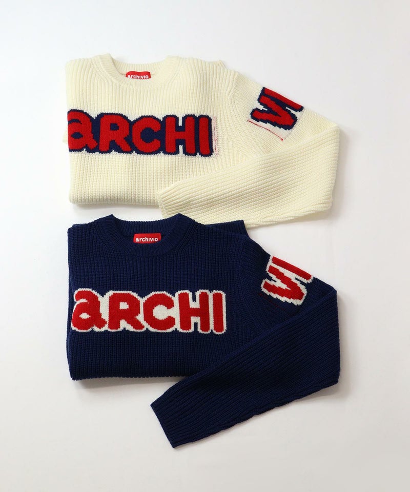 ウール混ロゴ片畦ニットカラーバリエーション