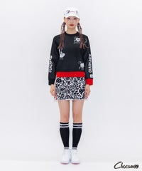 【ARCHIVIO×Chocomoo】刺繍ハイソックス(ブラック)着用イメージ