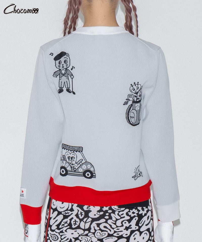 【ARCHIVIO×Chocomoo】イラストニット(ホワイト)着用イメージ
