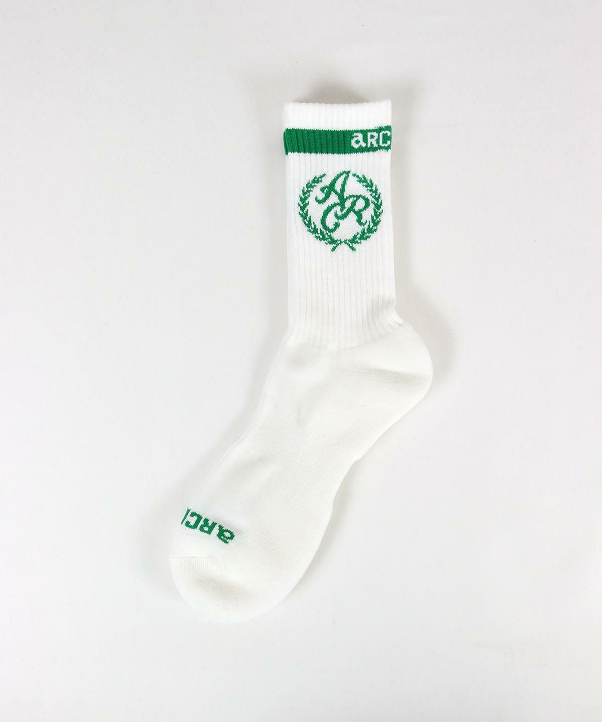 【メンズ】エンブレム風ロゴソックス(ホワイト）