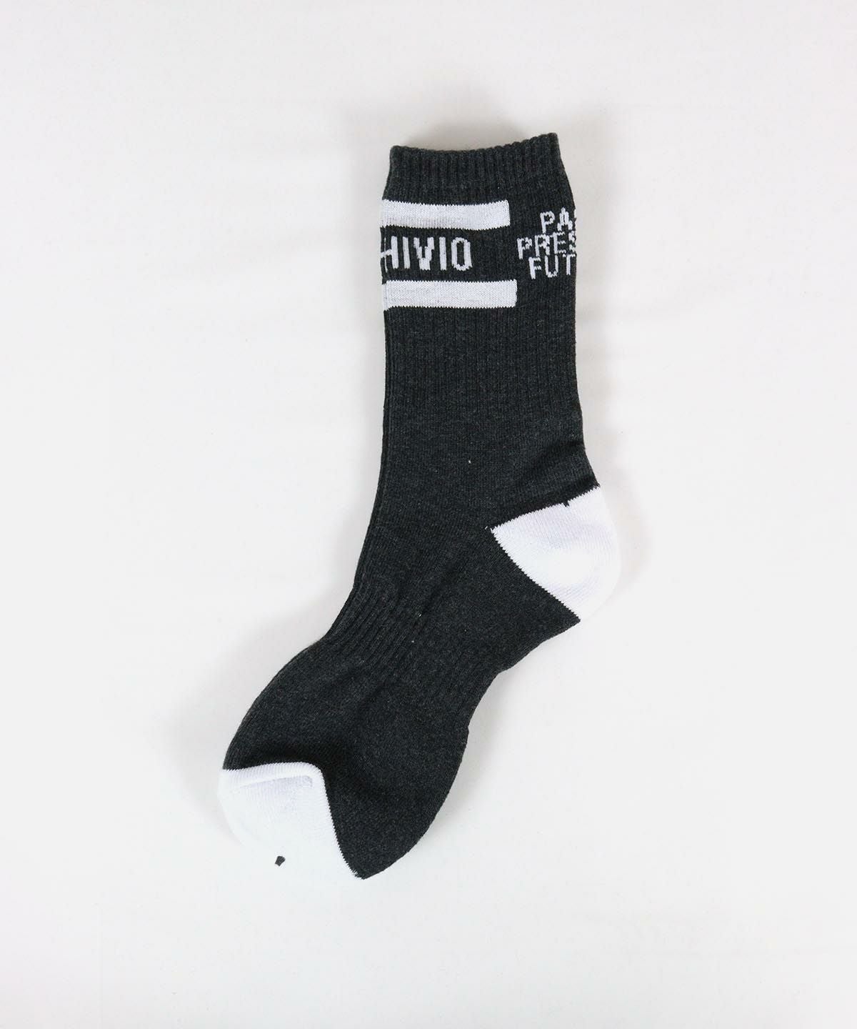 【メンズ】バイカラーロゴソックス(グレー)