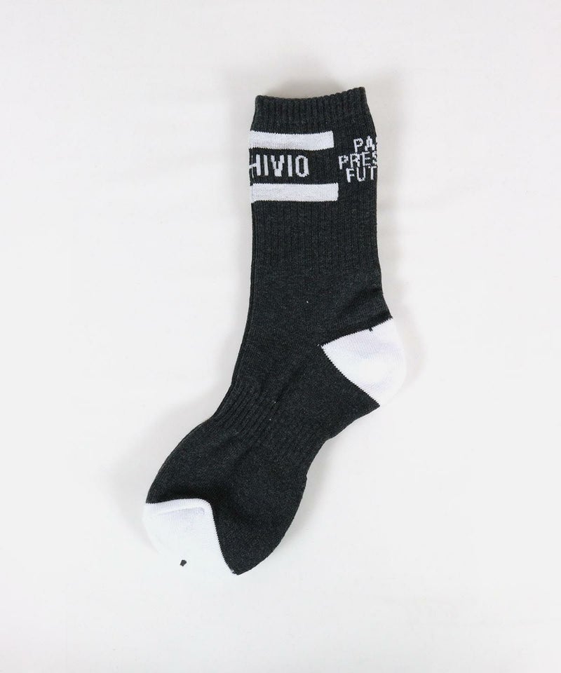 【メンズ】バイカラーロゴソックス(グレー)