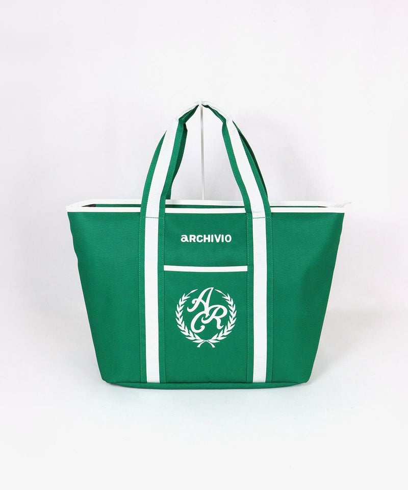 エンブレム風刺繍ボストンバッグ（グリーン）