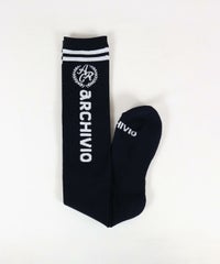 エンブレム風ロゴハイソックス（ネイビー）