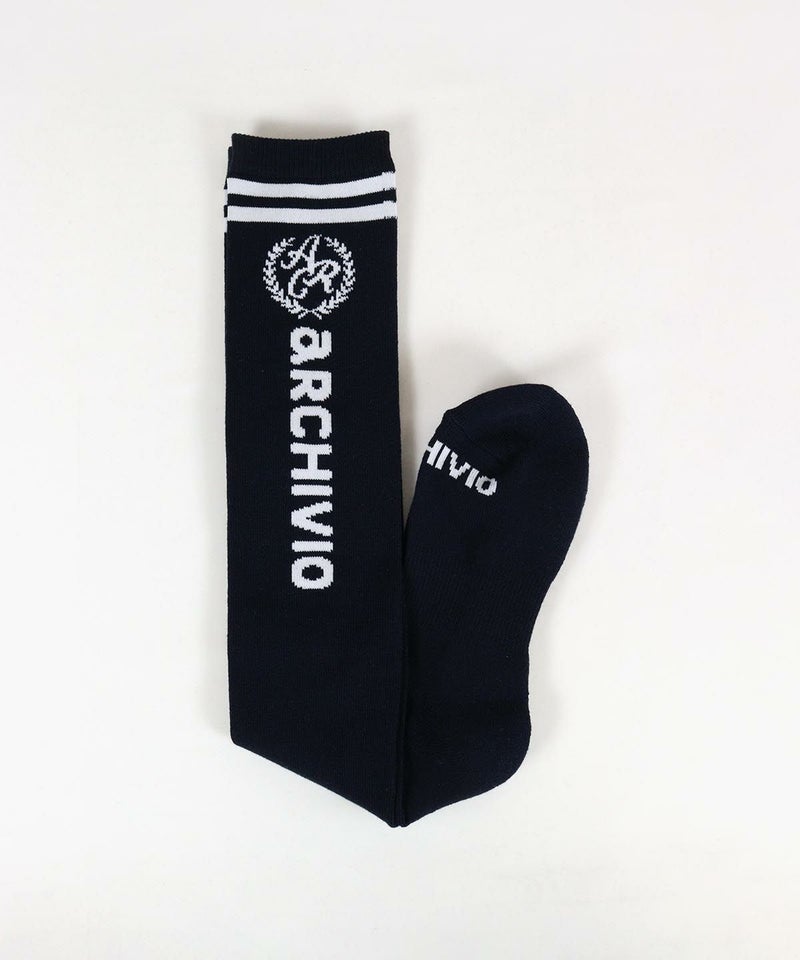 エンブレム風ロゴハイソックス（ネイビー）