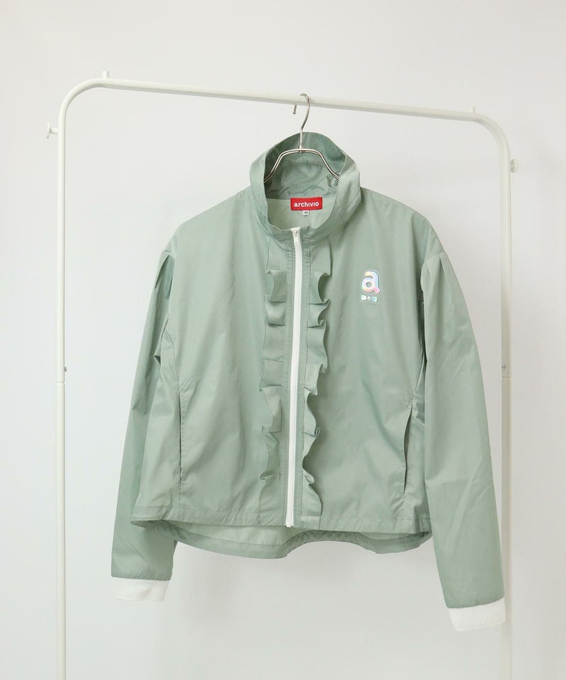 ランダムフリルブルゾン全体（ライトグリーン）