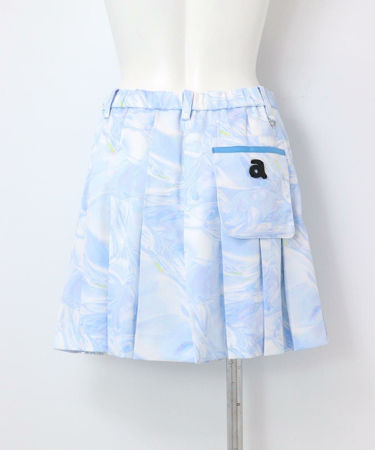 サイドラインプリーツスカート後（ブルー）