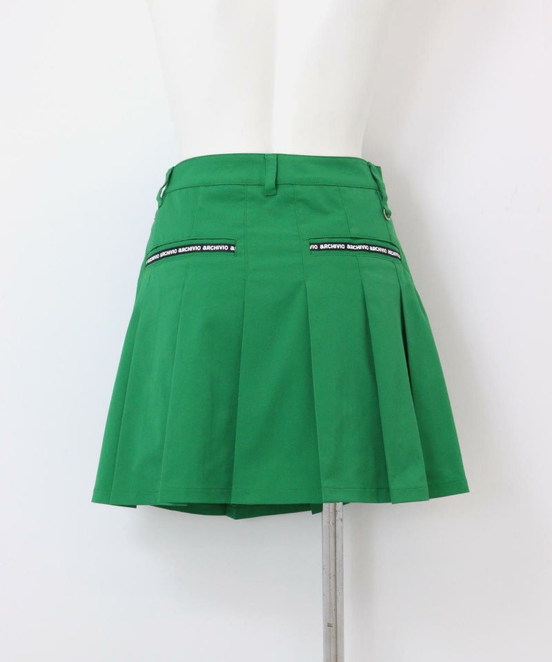 撥水プリーツスカート後(グリーン）