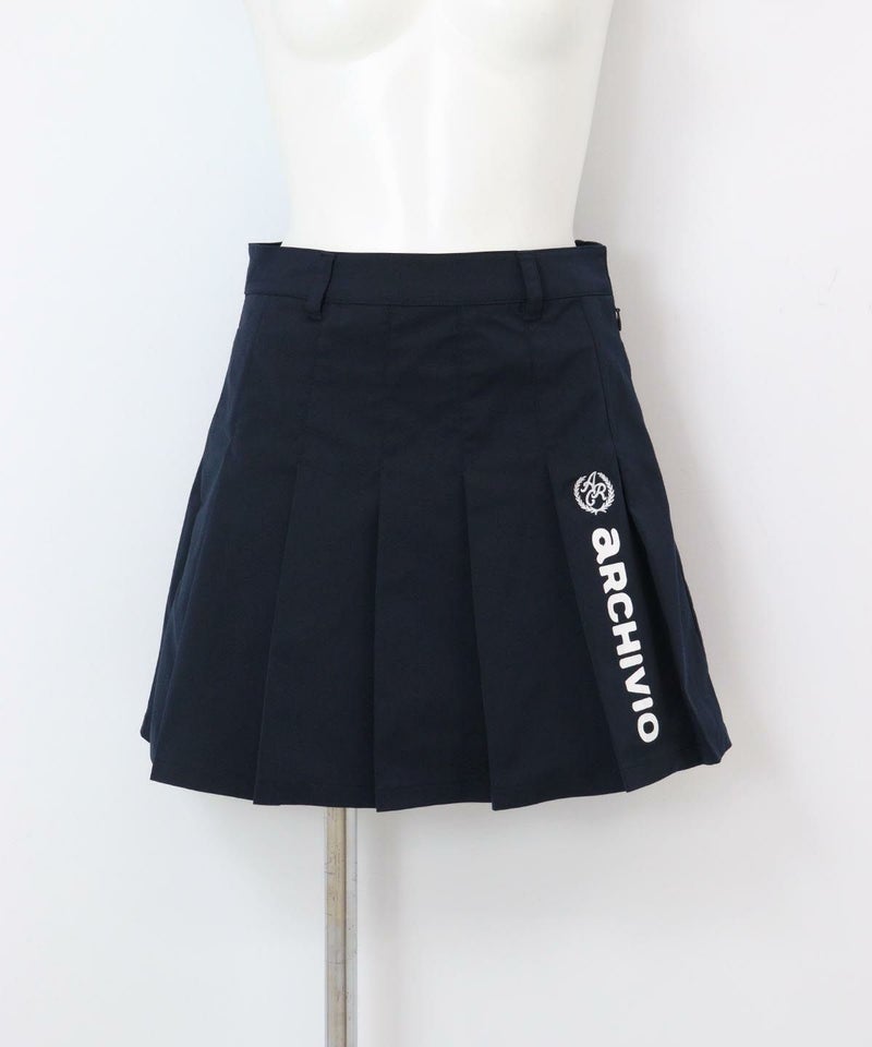 撥水プリーツスカート(ネイビー）
