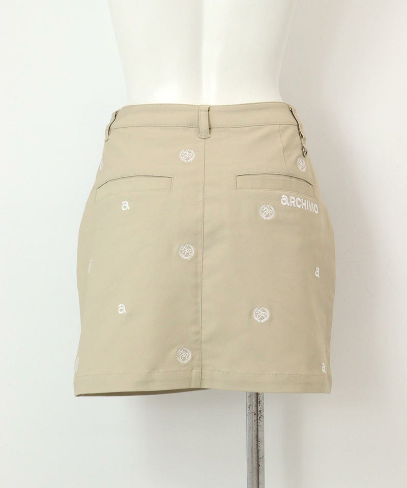 コットン混刺繍スカート 後ろ（ベージュ）