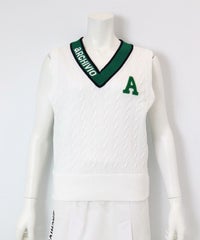 ケーブルVネックベスト（ホワイト）