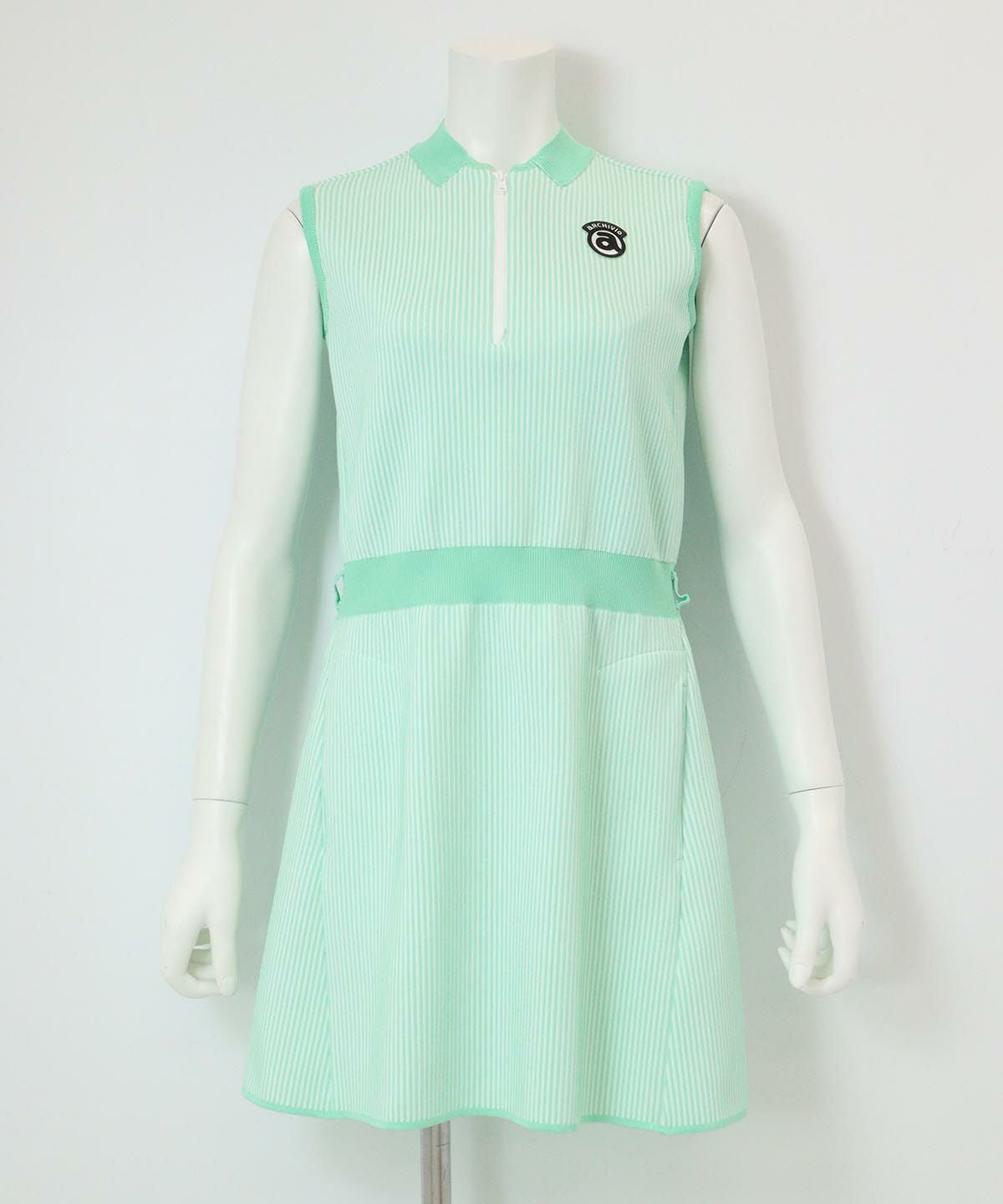 ストライプノースリワンピース（ライトグリーン）