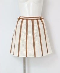 アイレットフレアスカート（ホワイト×ベージュ）