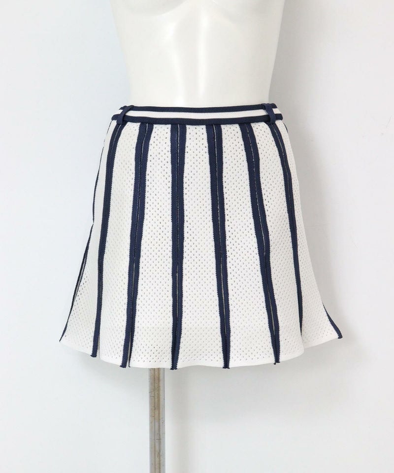 アイレットフレアスカート（ホワイト×ネイビー）