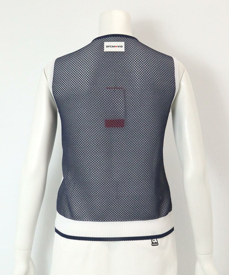 バックメッシュベスト 後ろ（ホワイト×ネイビー）