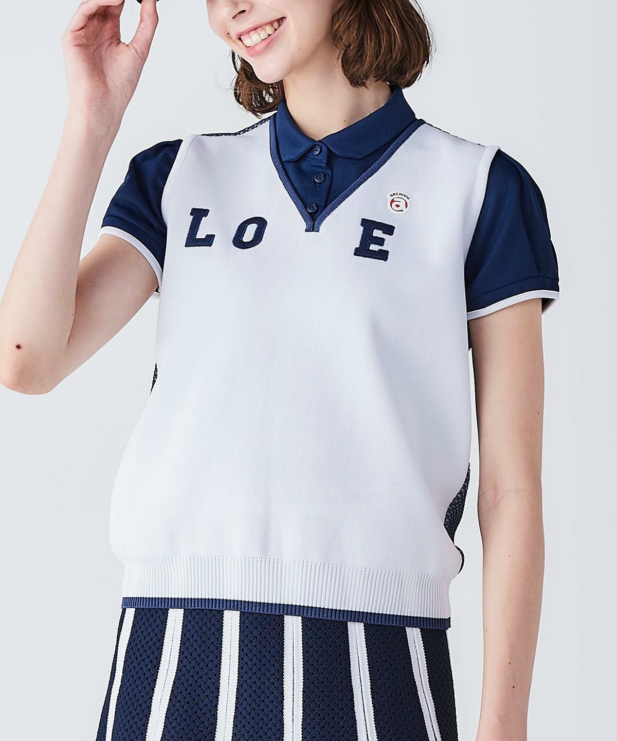 モデル画像（ホワイト×ネイビー）