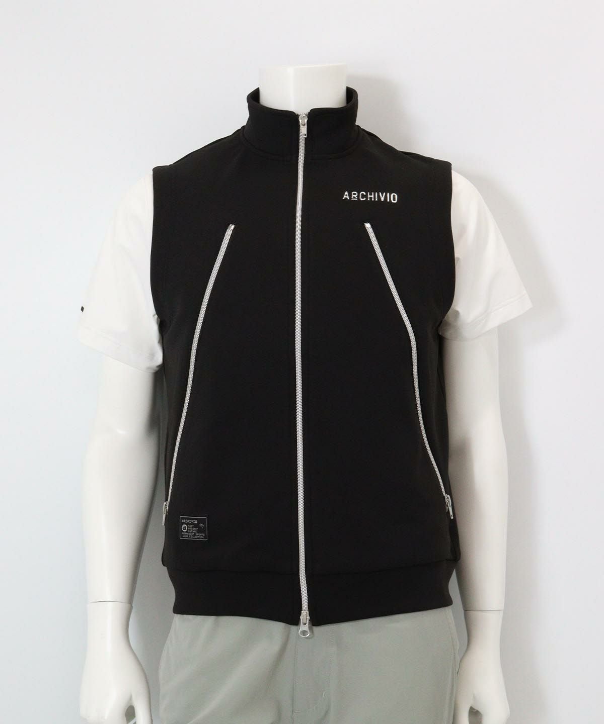 【メンズ】ジップデザインUVベスト(ブラック)