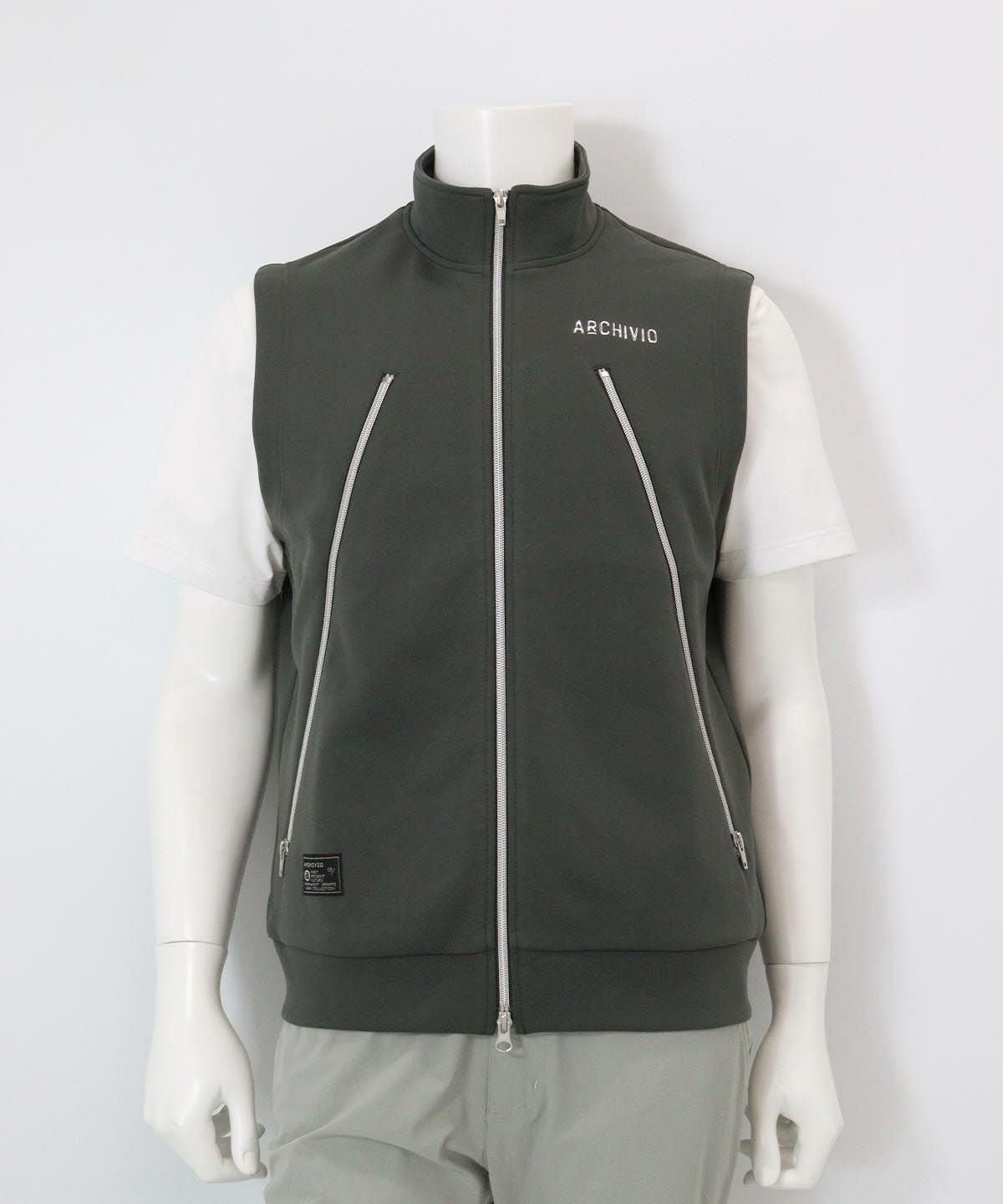 【メンズ】ジップデザインUVベスト(グレー)