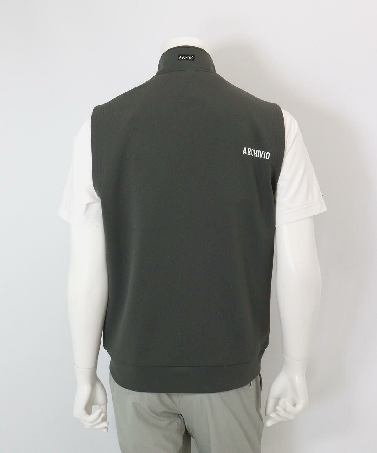 【メンズ】ジップデザインUVベスト後(グレー)