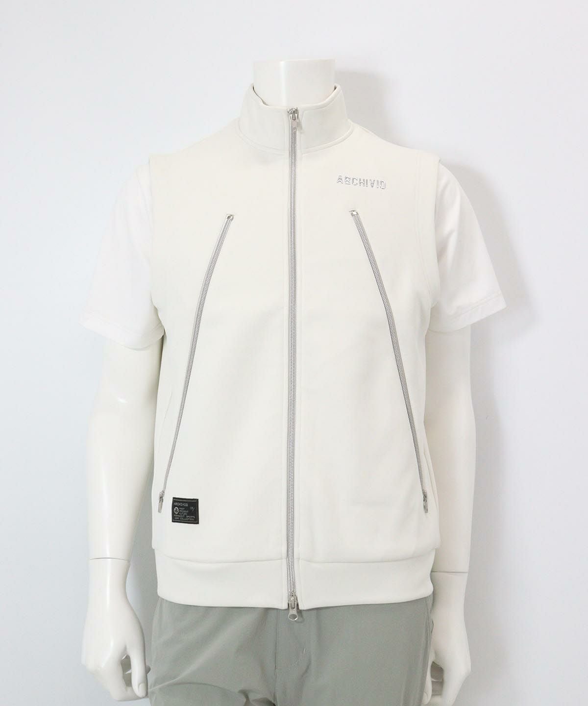【メンズ】ジップデザインUVベスト(ホワイト)