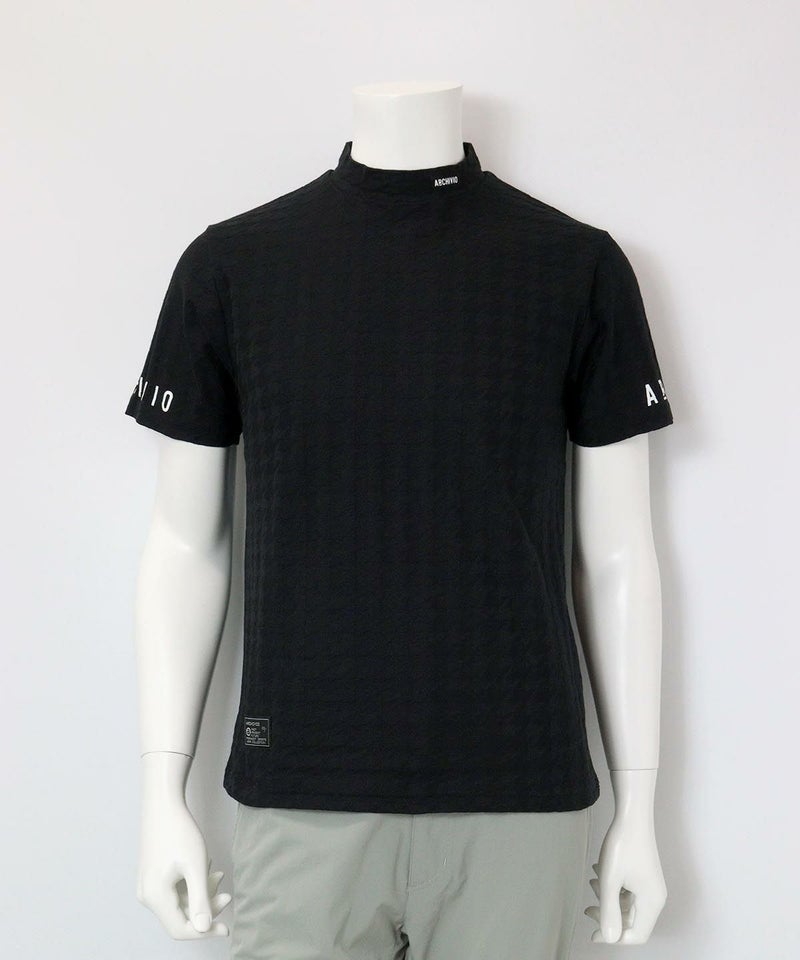 【メンズ】千鳥ジャガードハイネックプルオーバー(ブラック)