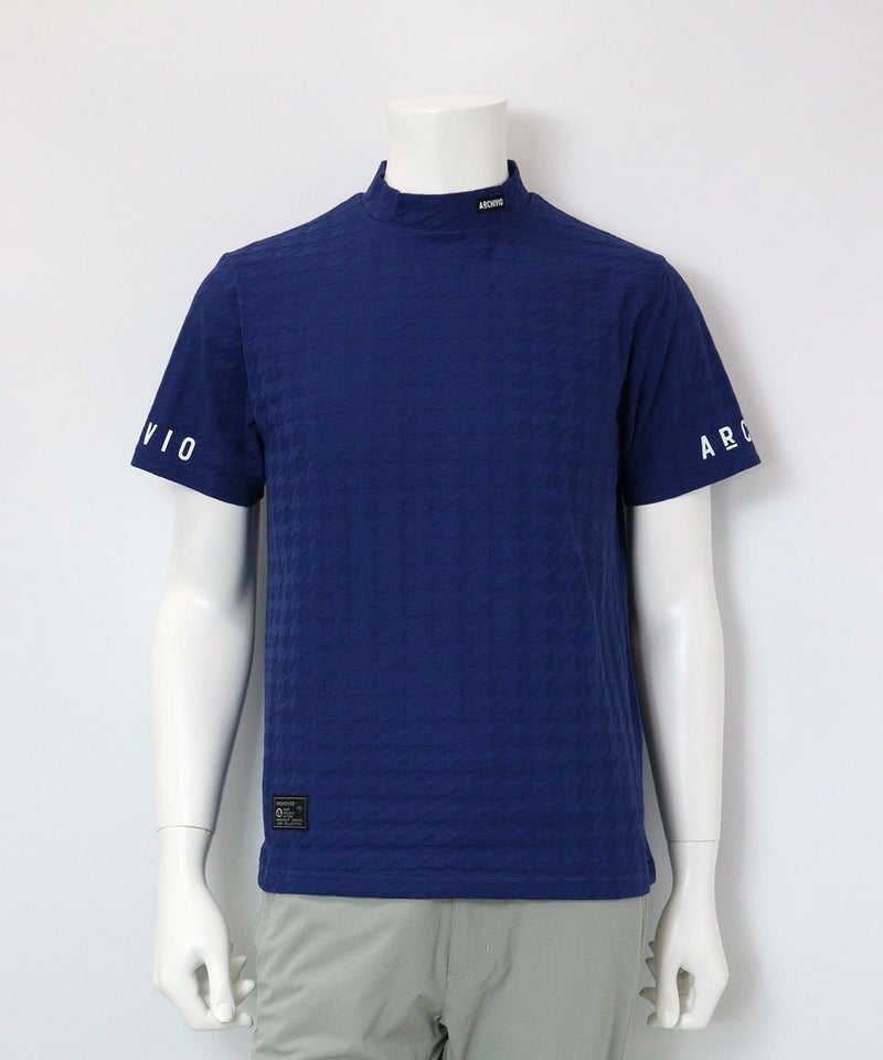 【メンズ】千鳥ジャガードハイネックプルオーバー(ブルー)