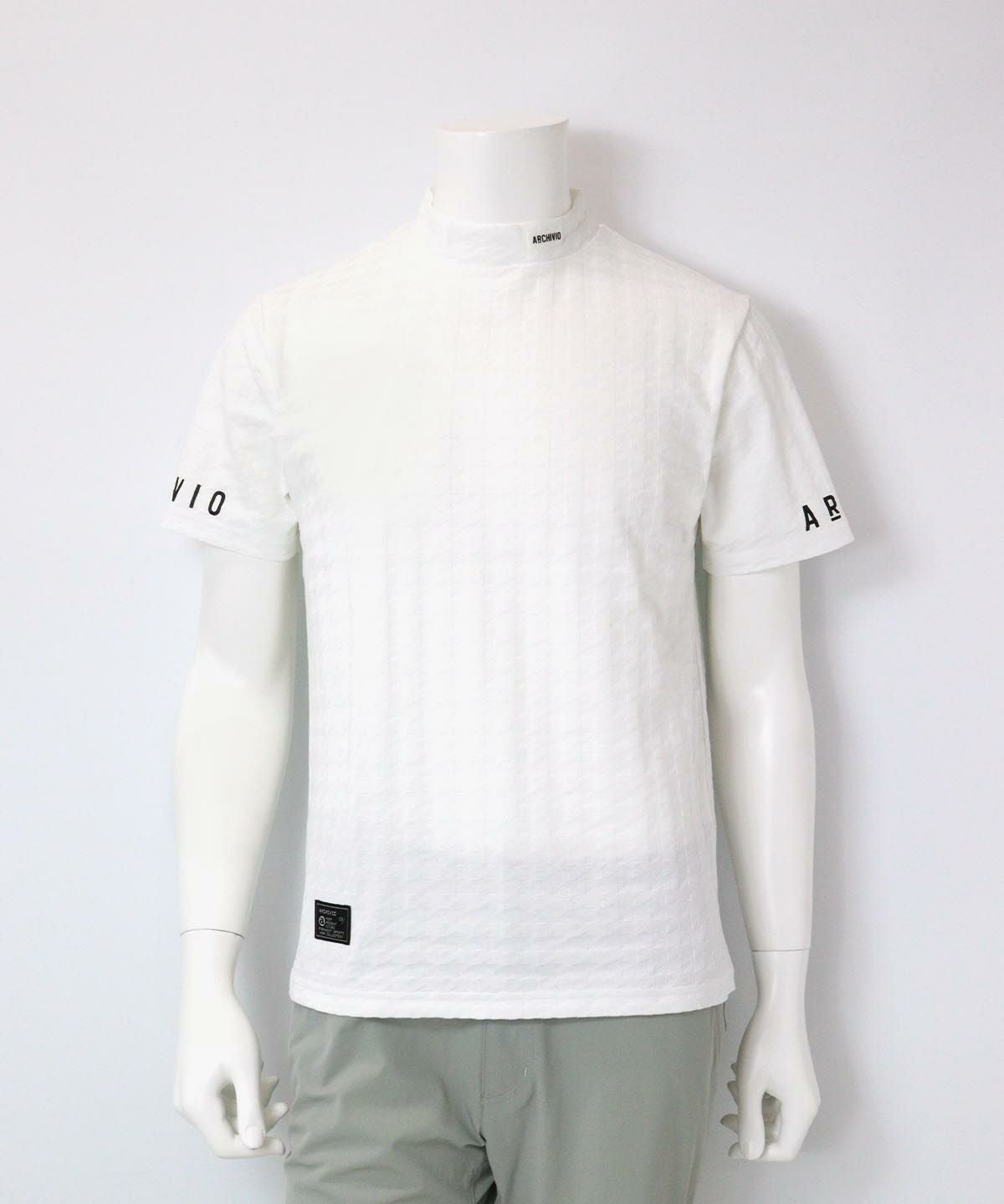 【メンズ】千鳥ジャガードハイネックプルオーバー(ホワイト)