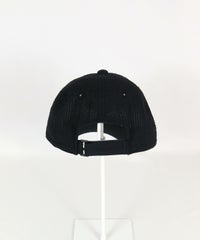 シアサッカーストライプ刺繍キャップ後（ブラック）