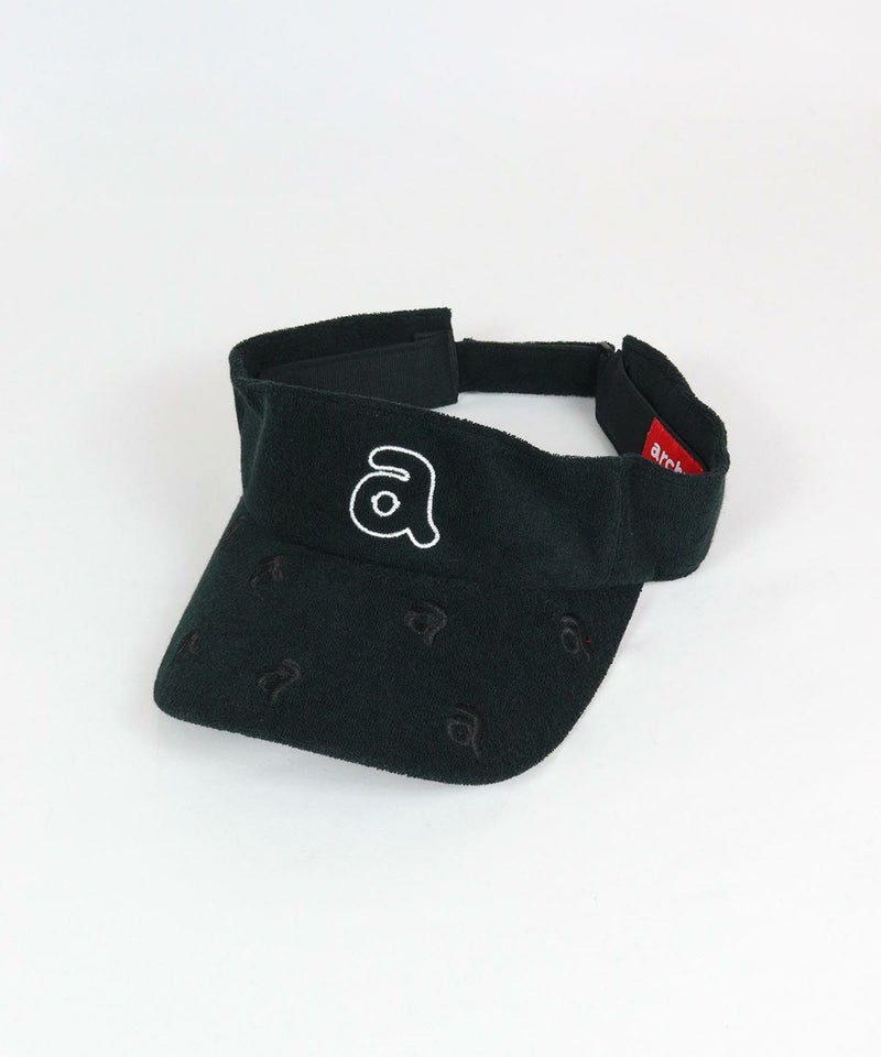 刺繍パイル地サンバイザー（ブラック）