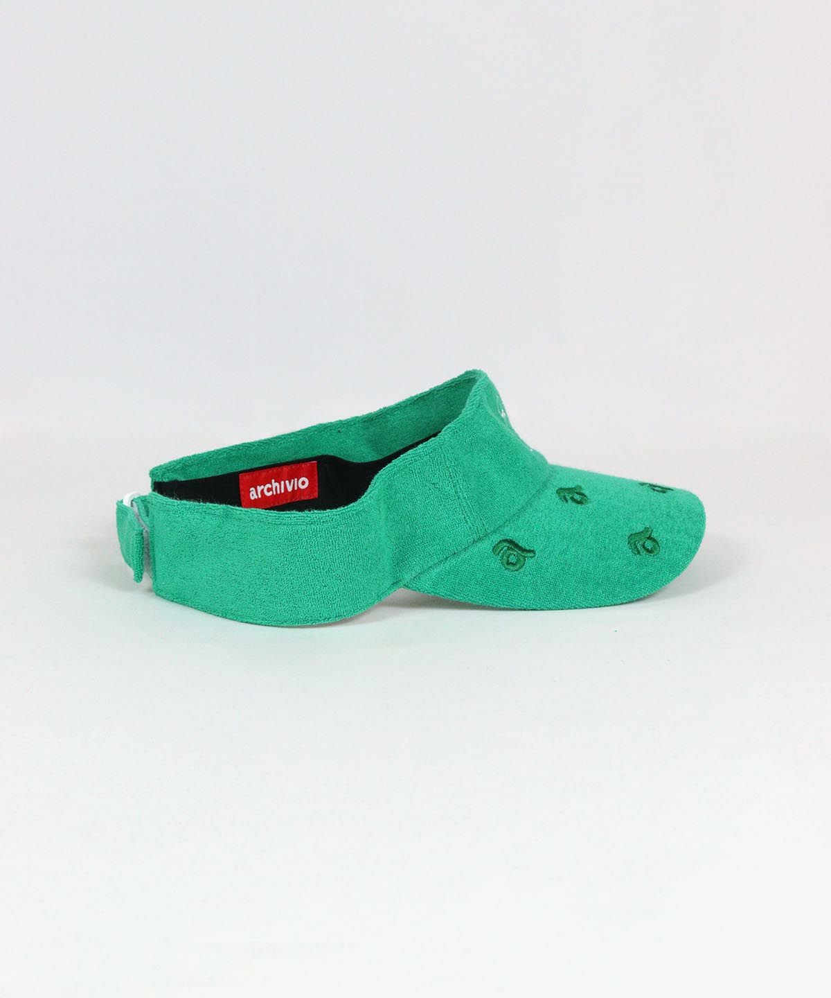 刺繍パイル地サンバイザー右横（グリーン）