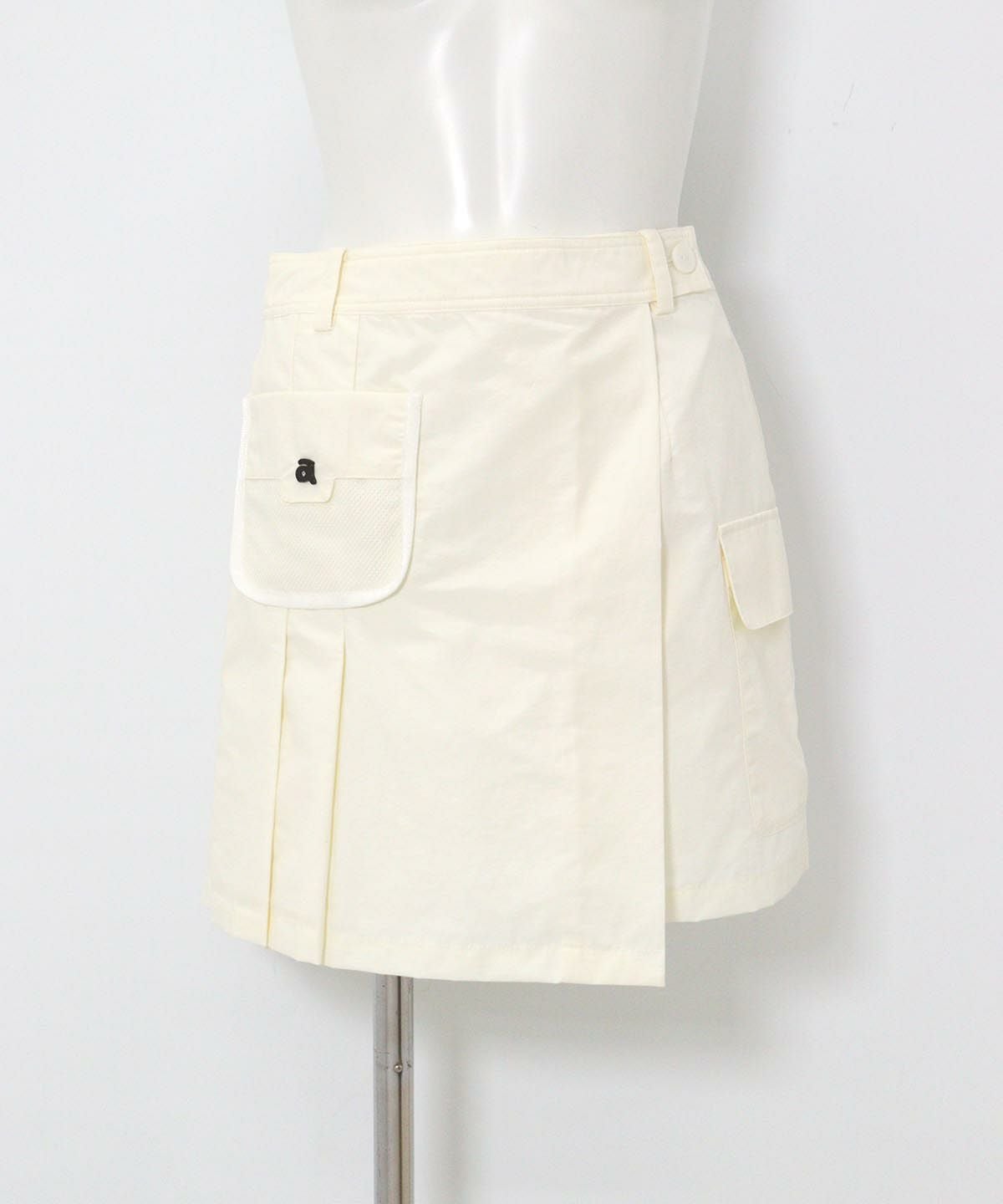メッシュポケットアシメスカート(ホワイト)