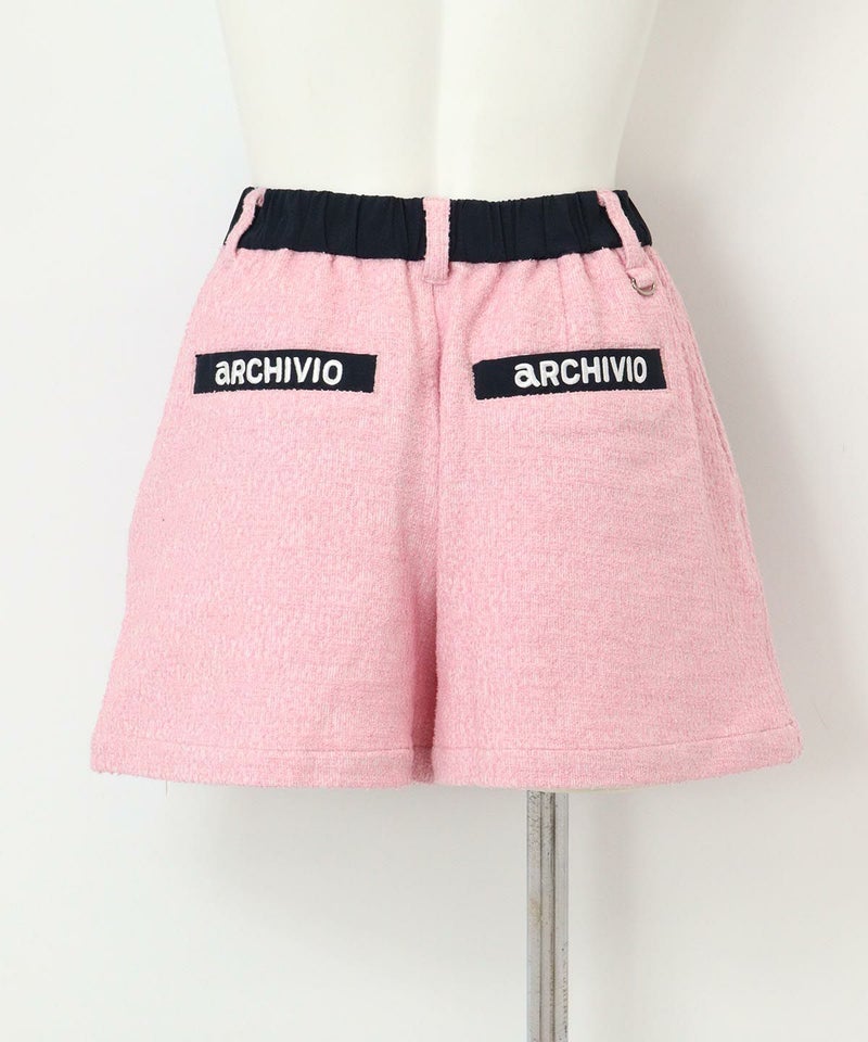 ツイード風ショートパンツ後ろ（ピンク）