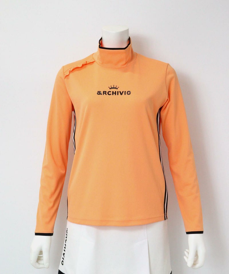 肩フリルハイネックプルオーバー(オレンジ)