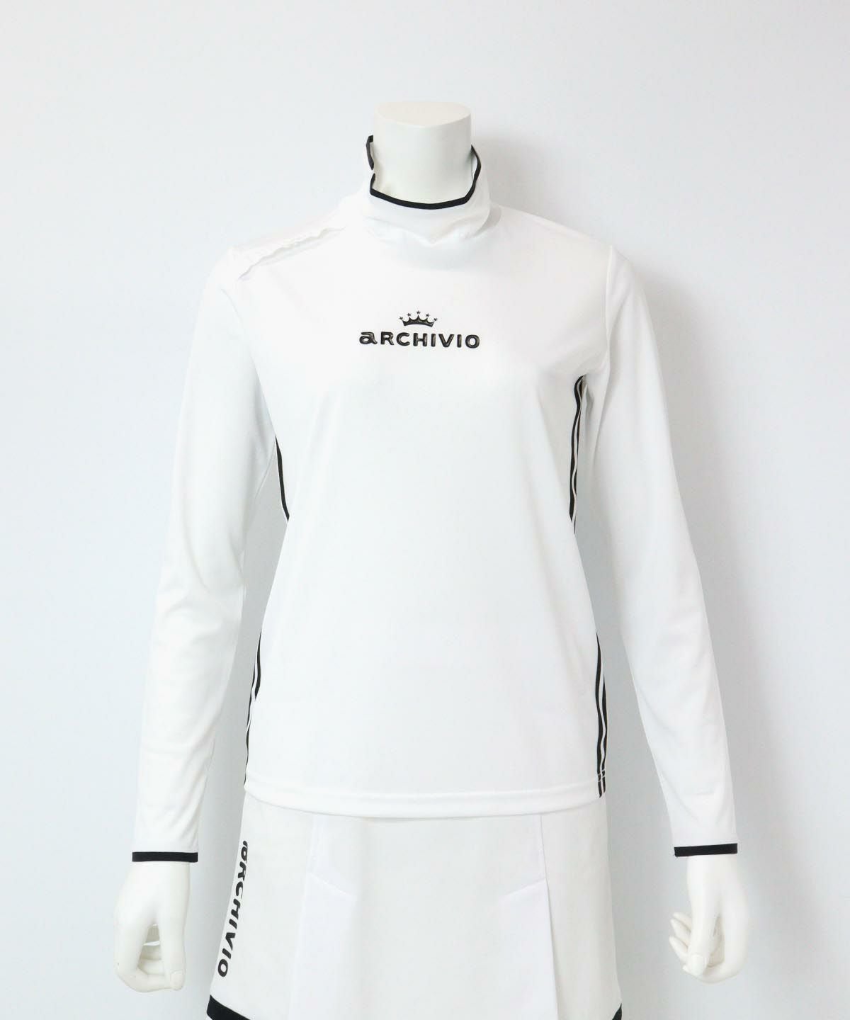 肩フリルハイネックプルオーバー(ホワイト)