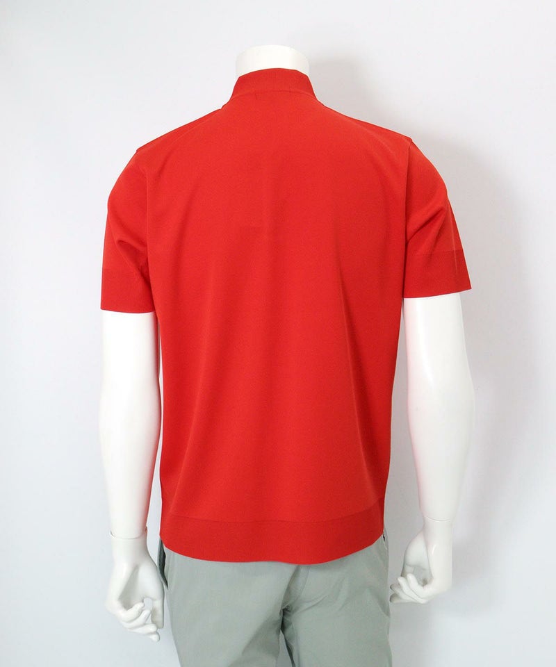 【メンズ】ハーフジップワッペンプルオーバー後（レッド）