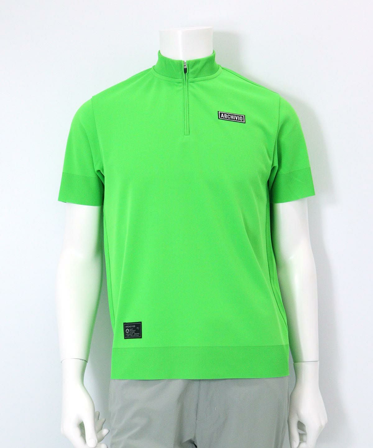 【メンズ】ハーフジップワッペンプルオーバー（ライトグリーン）