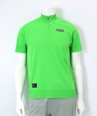 【メンズ】ハーフジップワッペンプルオーバー（ライトグリーン）