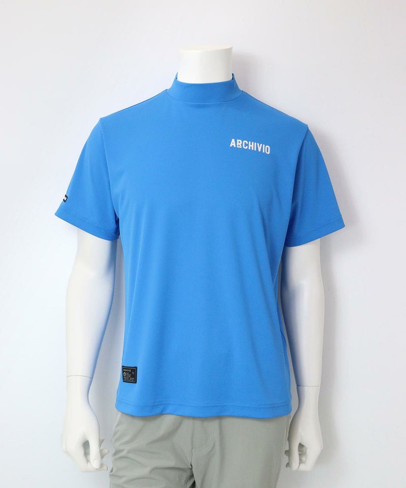 【メンズ】ロゴプリントハイネックプルオーバー（ブルー）