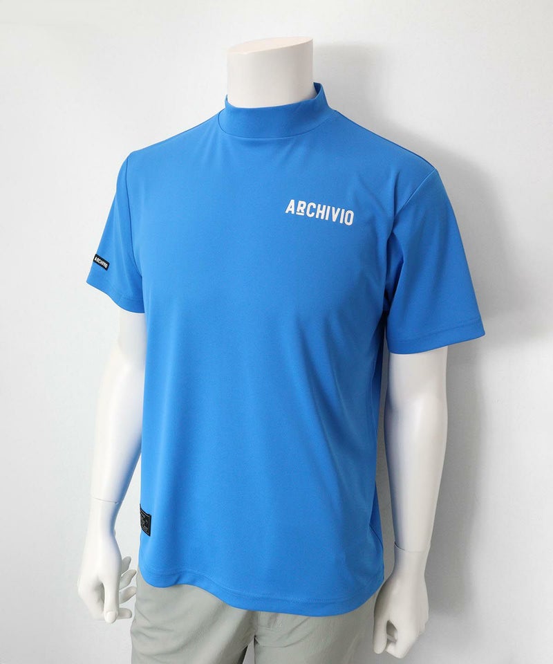 【メンズ】ロゴプリントハイネックプルオーバー斜（ブルー）