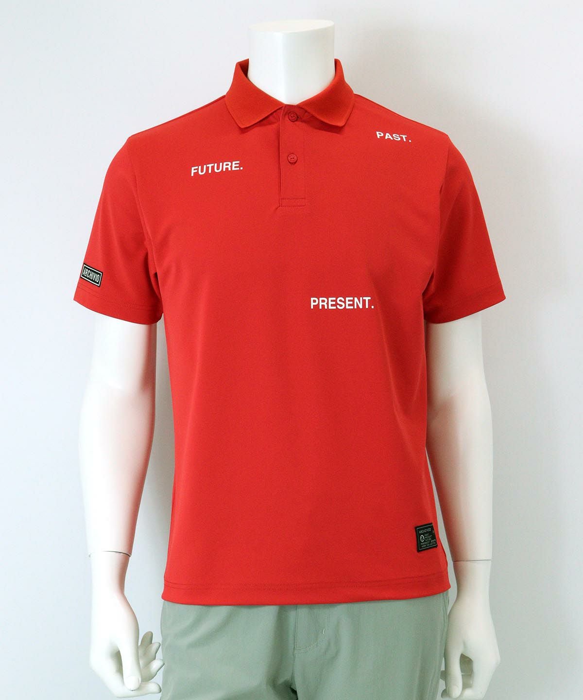 【メンズ】ワードロゴ冷感ポロシャツ（レッド）